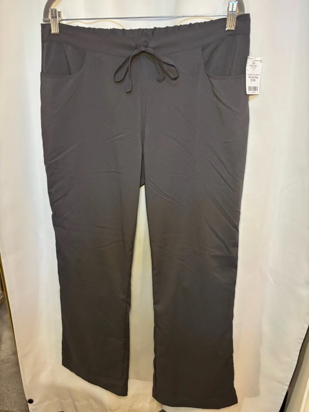 Barco Scrub Pants Gray L Drawstring Comfort Nurse Workwear Stretch NWT